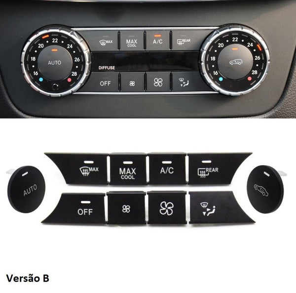 Pack 10 Botões Módulo Ar Condicionado Mercedes - Benz Classe C W204 GLK 2007 - 2012 Versão B - GTD Car Parts